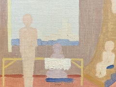 Genevieve Zondervan Pintura al óleo surrealista francesa Habitación interior
