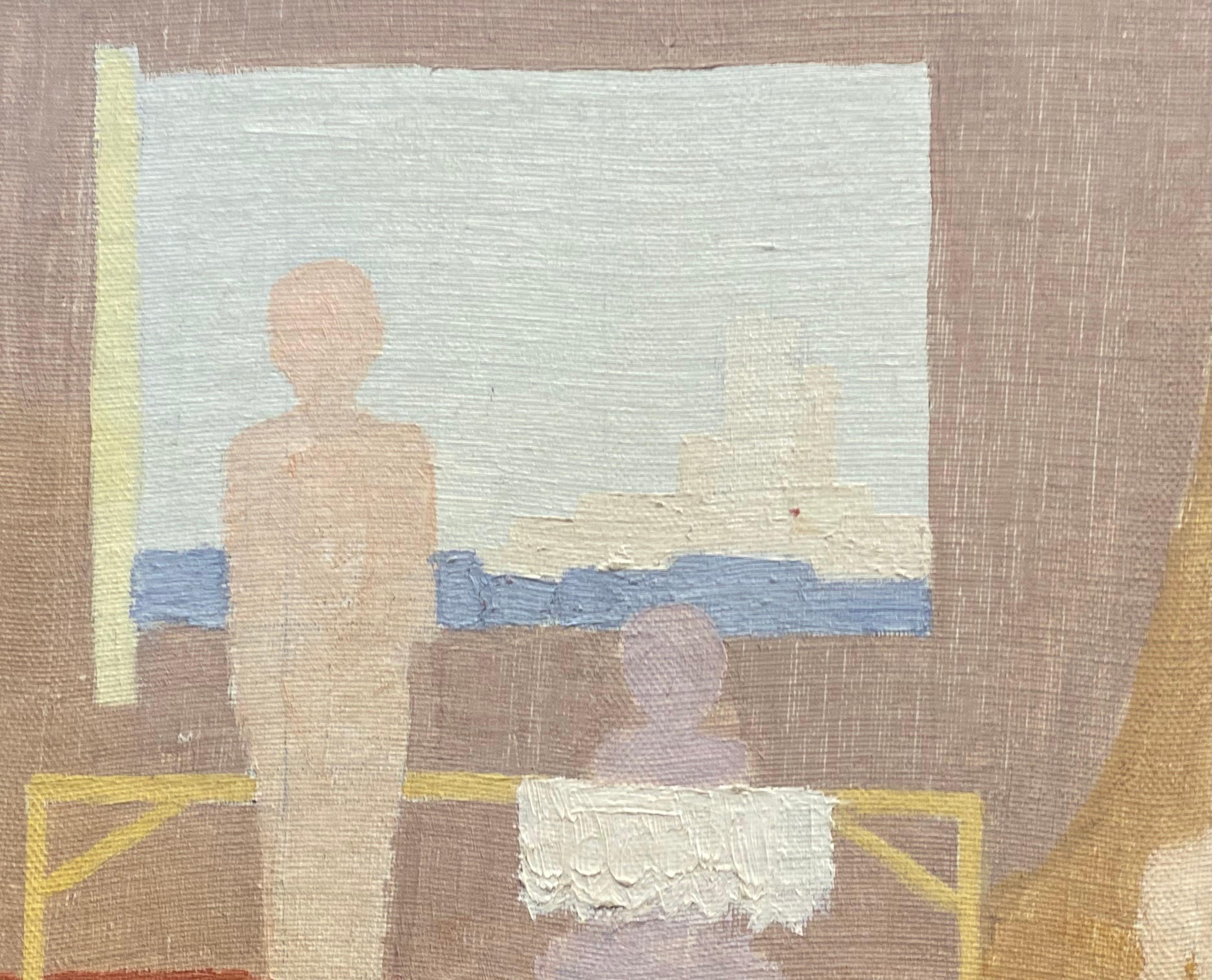 Genevieve Zondervan Peinture à l'huile surréaliste française Interior Room en vente 2
