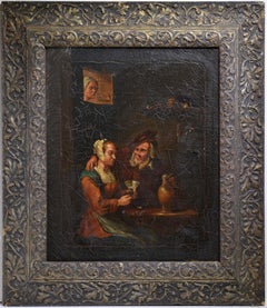 Used Awkward Situation Genre Scene early 19th century Oil Painting Old Masters Style