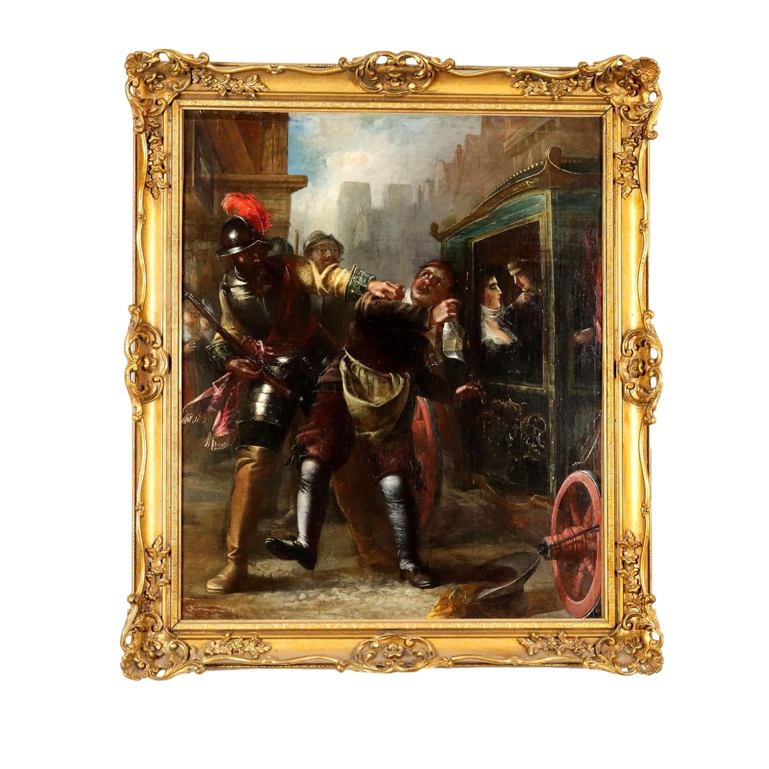 Unknown Figurative Painting - Genre Scene, The Showdown, XIXth century