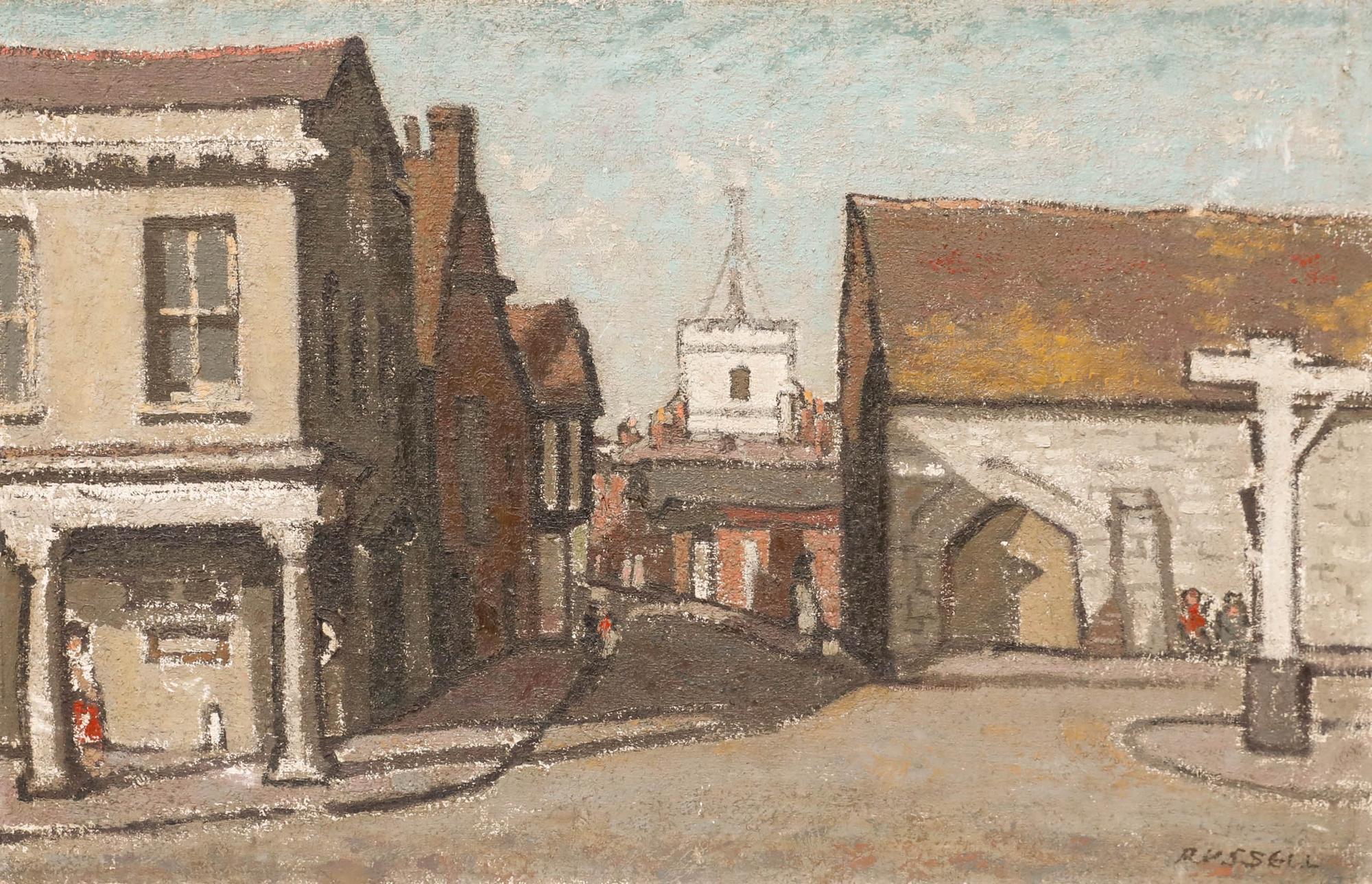 Geoffrey Robert The Russell (1902-1986) - Huile du milieu du 20e siècle, Quayside Poole - Painting de Unknown