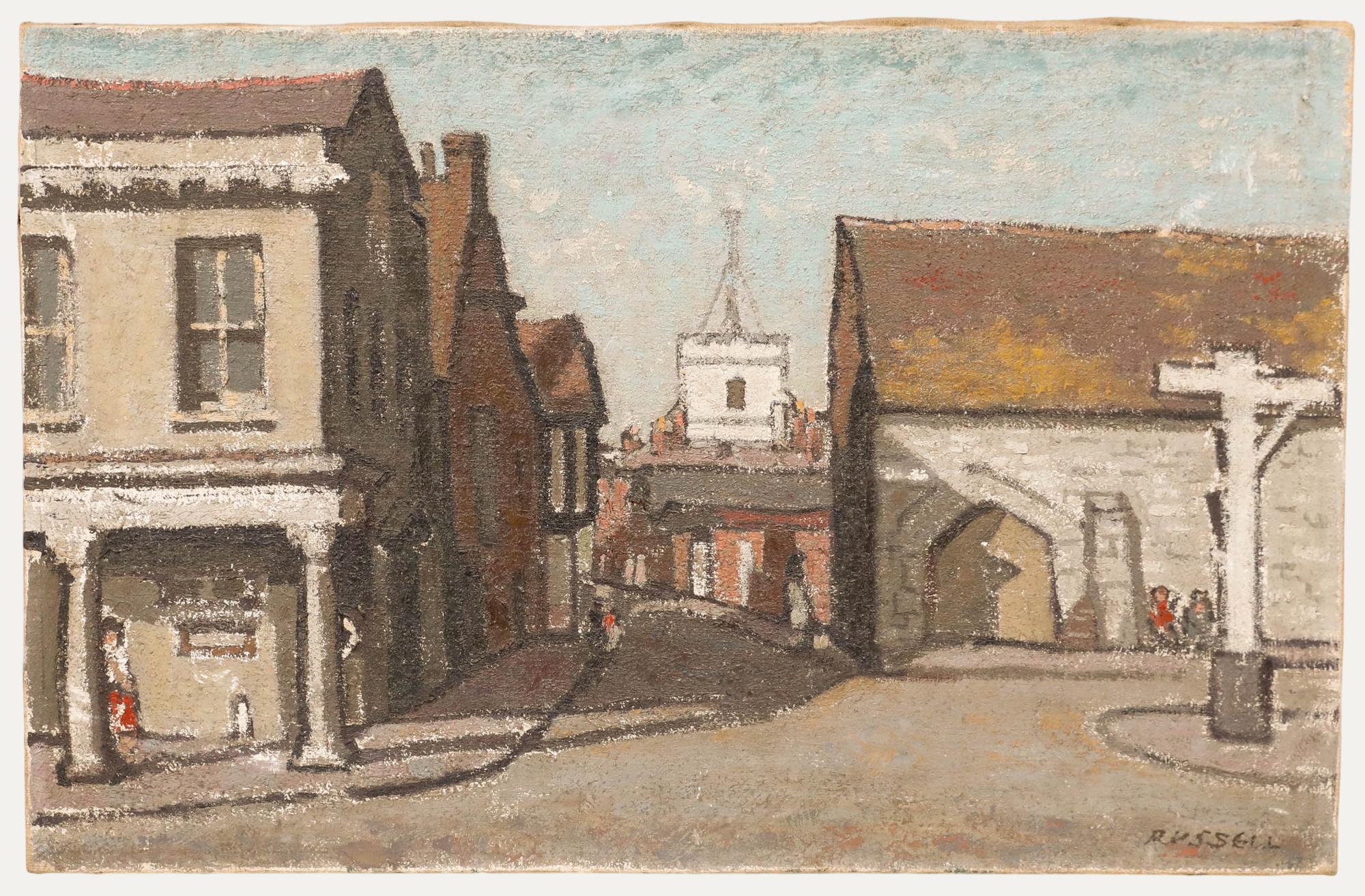 Landscape Painting Unknown - Geoffrey Robert The Russell (1902-1986) - Huile du milieu du 20e siècle, Quayside Poole
