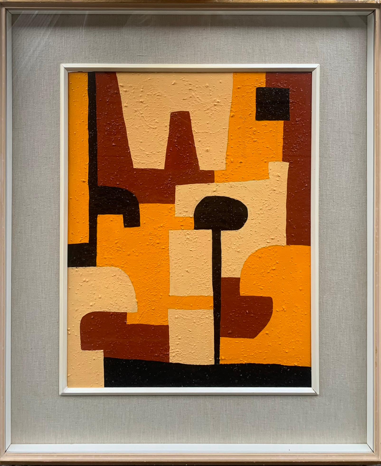 Geometric abstract painting.
1960-1970s.
Technique: oil on canvas with material, raw surface.
An avant-garde work of great expressiveness and decorative effect, where the geometry of the shapes transmits energy and the lively and irregular surface