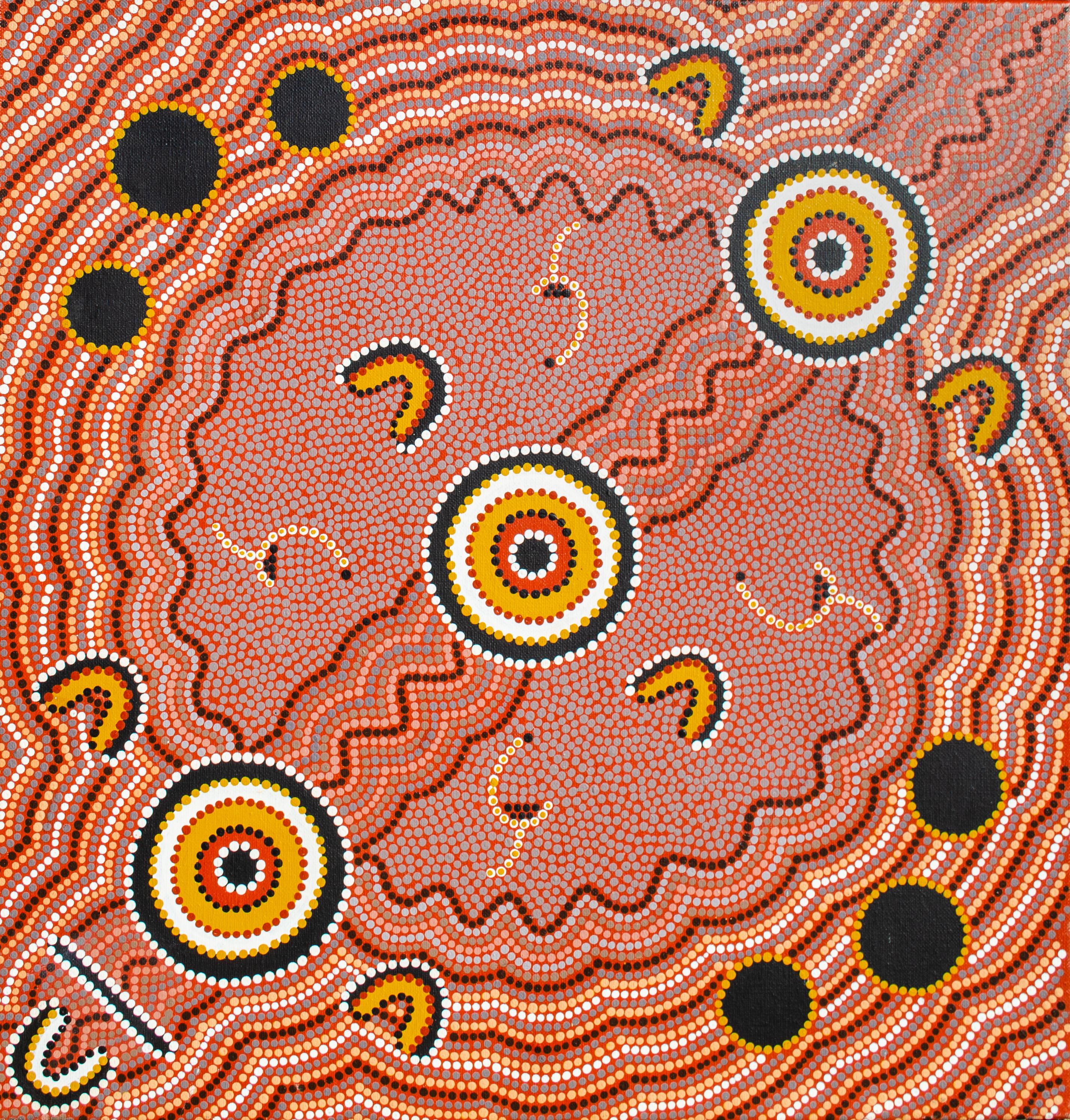 Unknown Abstract Painting - Geometric Abstraction by Mystery 20th Century Aboriginal Artist