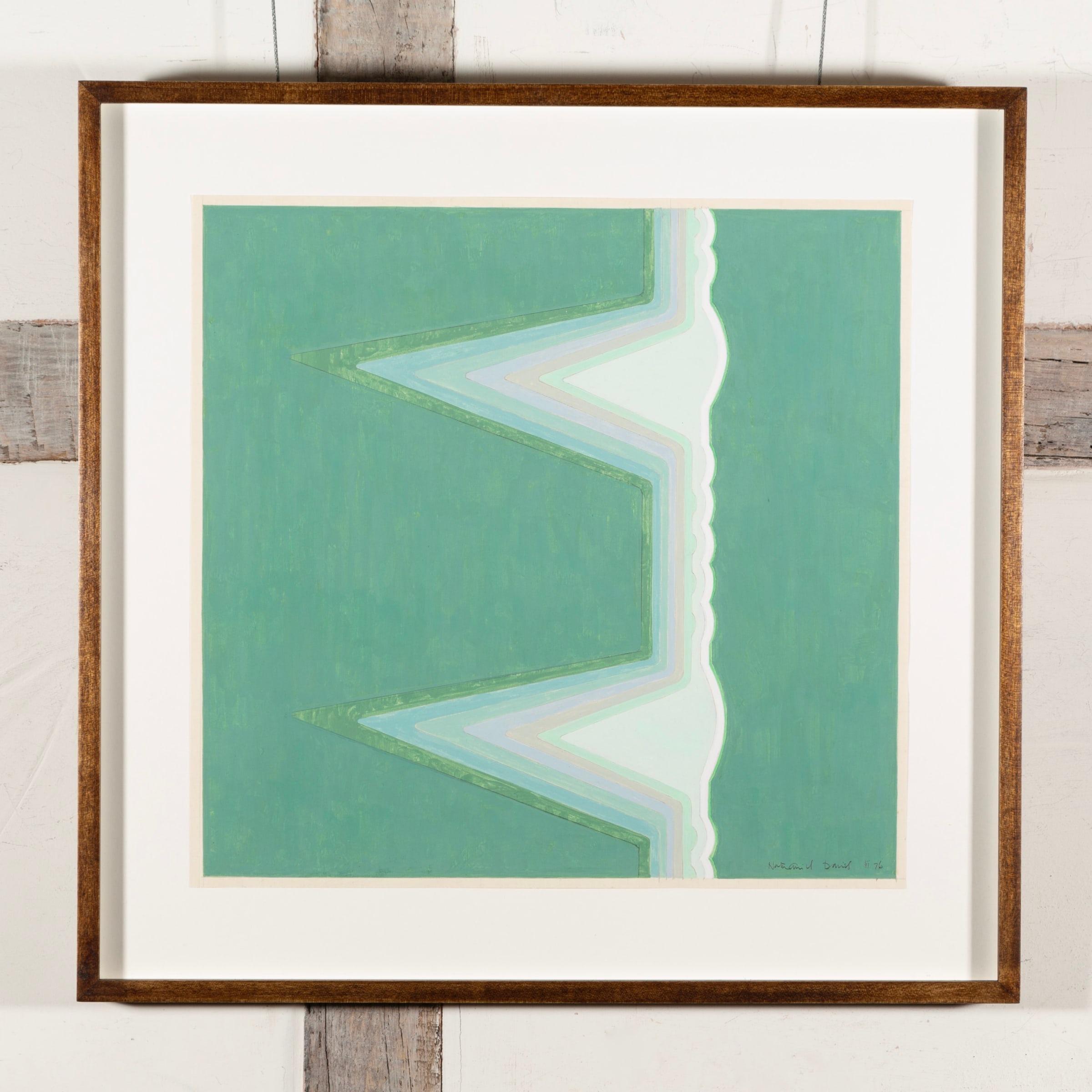 Geometric Breaking Waves, Acrylic Painting by Thomas Nathaniel Davies, 1970 - Blue Abstract Painting by Unknown