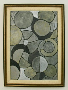 Geometric Circles Abstract " Shades of Gray" By Martino 1970's