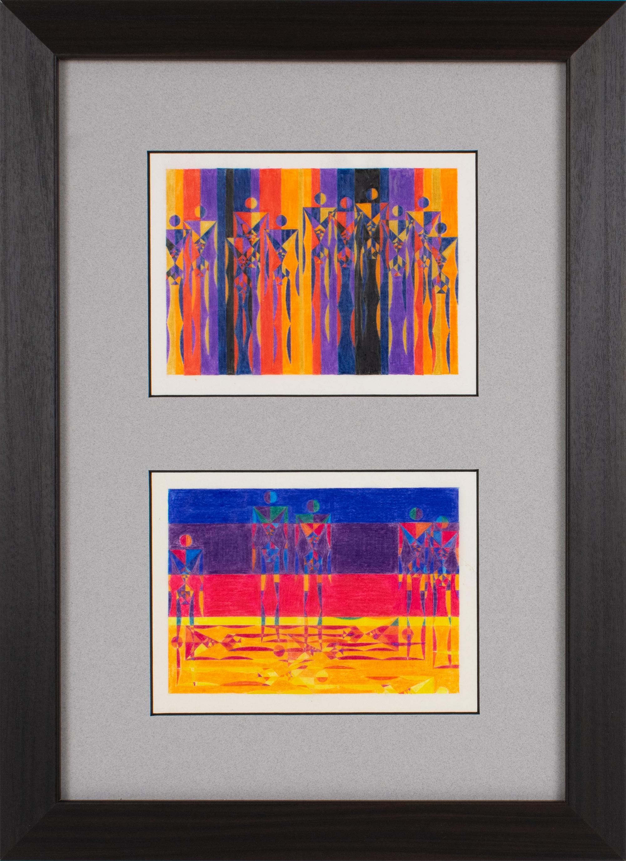 Framed Figurative Zeichnungen und Aquarelle