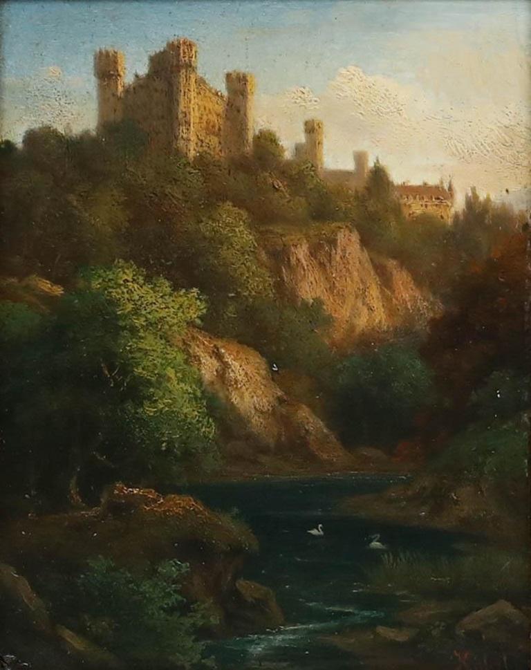 Georg Kobel (1807-1894) - 19th Century Oil, View of Hohenschwangau Castle - Painting by Unknown