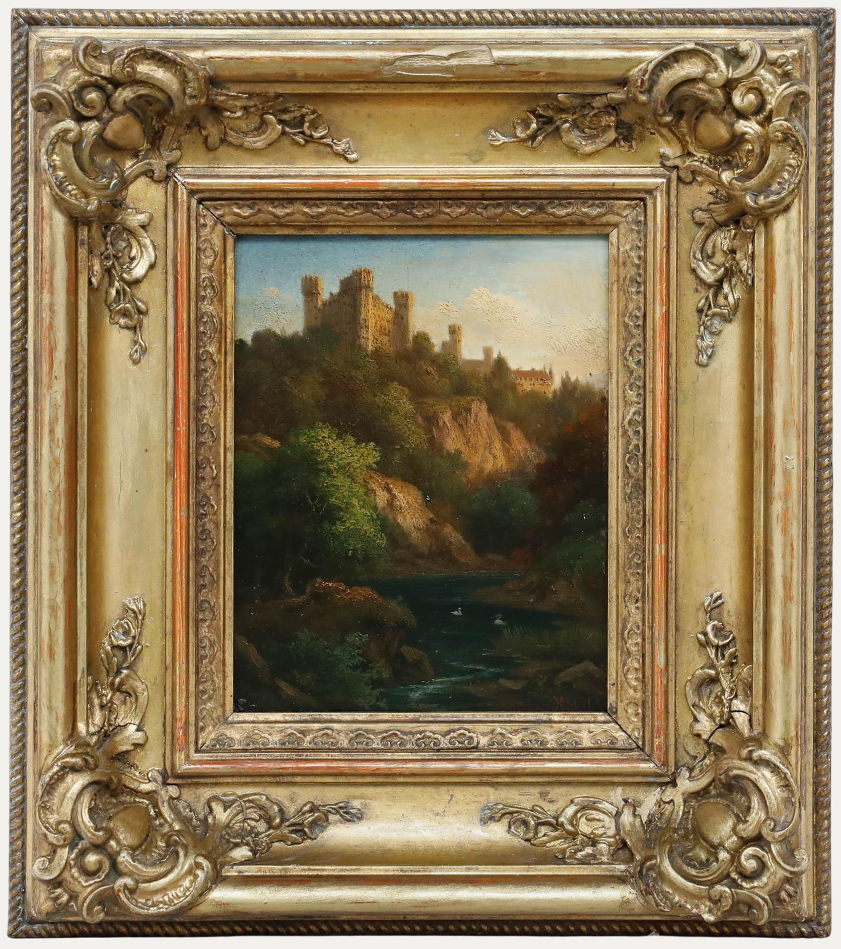 Unknown Landscape Painting - Georg Kobel (1807-1894) - 19th Century Oil, View of Hohenschwangau Castle