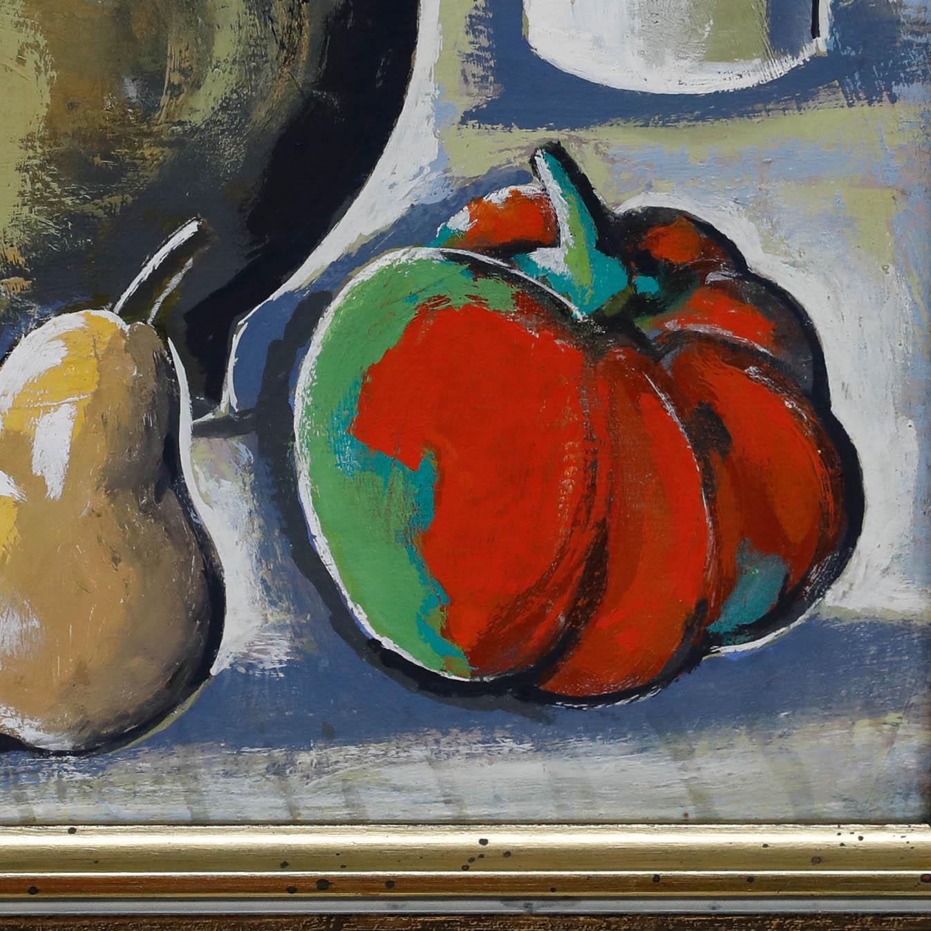 Georg Lang (1907-1986) - Modernist 1984 Öl, Knoblauch, Paprika und Birnen (Braun), Still-Life Painting, von Unknown