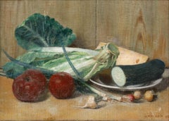 George Atkinson - Framed Early 20th Century Oil, Still Life of Salad Vegetables