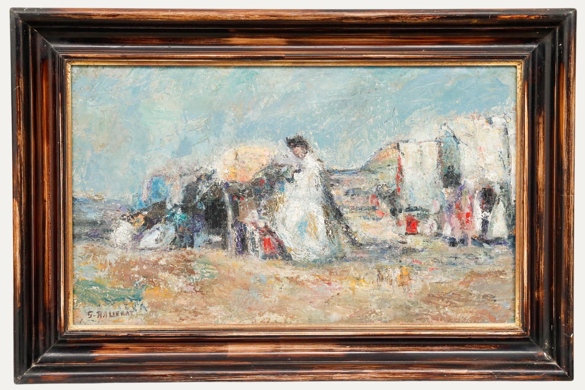 Unknown Figurative Painting - George Ballerat (1902-2000) - 1984 Oil, Figures at the Beach