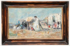 George Ballerat (1902-2000) - 1984 Oil, Figures at the Beach