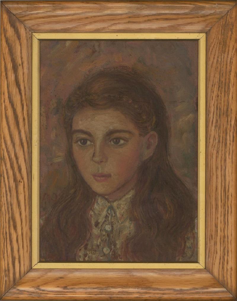 Unknown Portrait Painting - George Henry Mott (1916-1993) - Mid 20th Century Oil, Portrait of a Young Girl