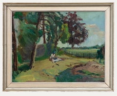 George Hodgkinson (1914-1997) - Huile encadrée, Cheetham Park, Stalybridge