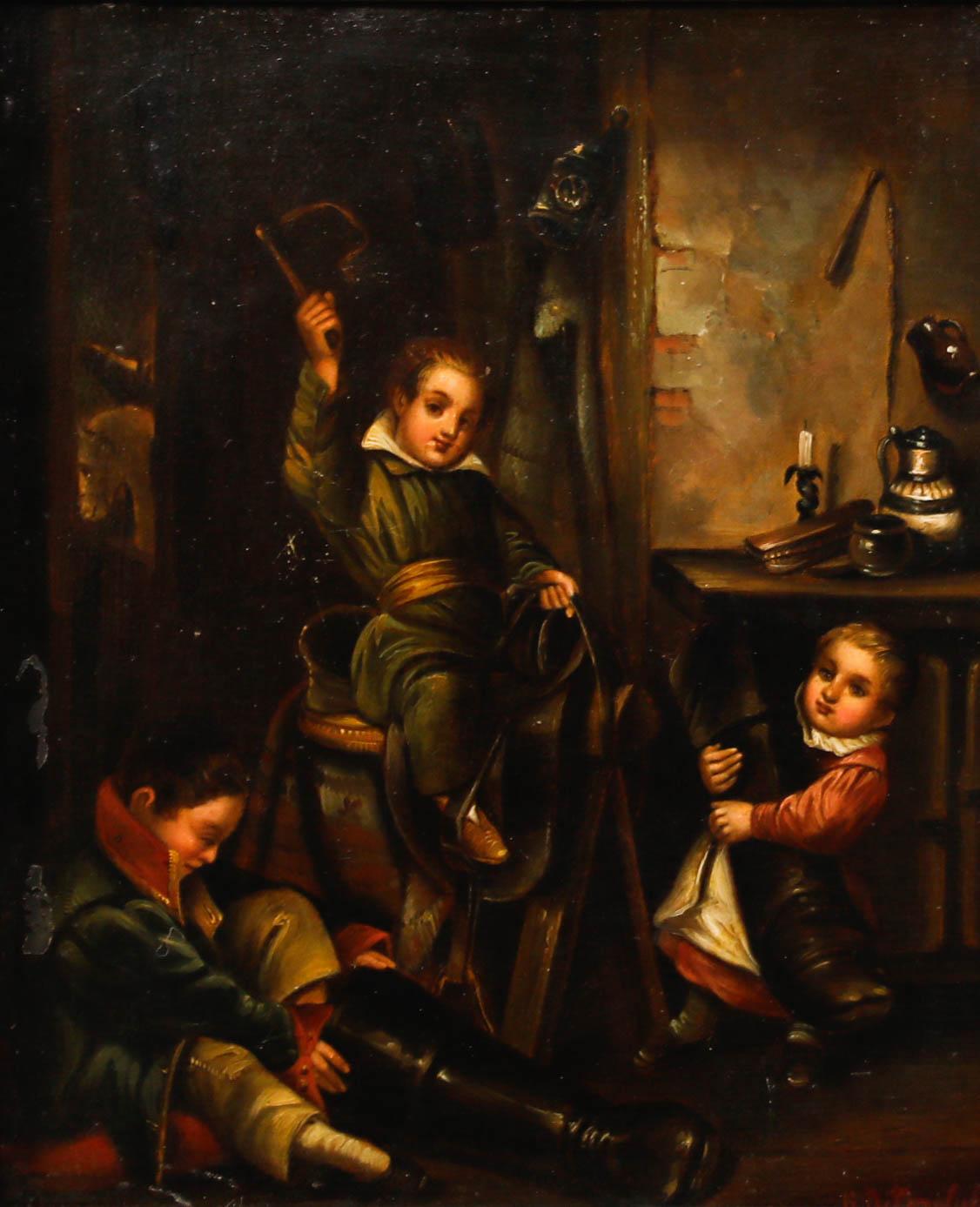 George Osterwald (1803-1884) - Framed Mid 19th Century Oil, The Tack Room - Painting by Unknown