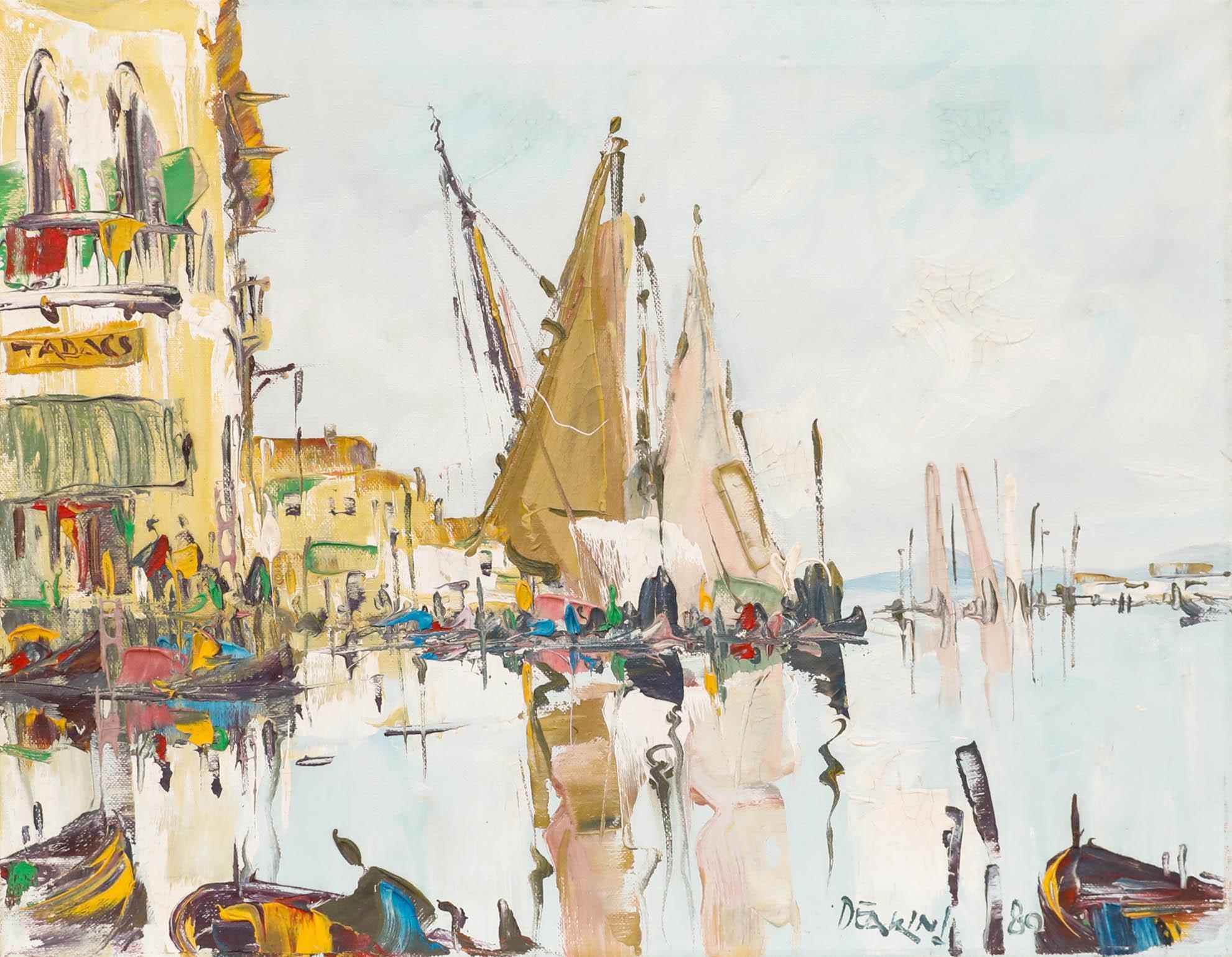 George Richard Deakins (1911-1982) - 20. Jahrhundert Öl, Kontinentalhafen – Painting von Unknown