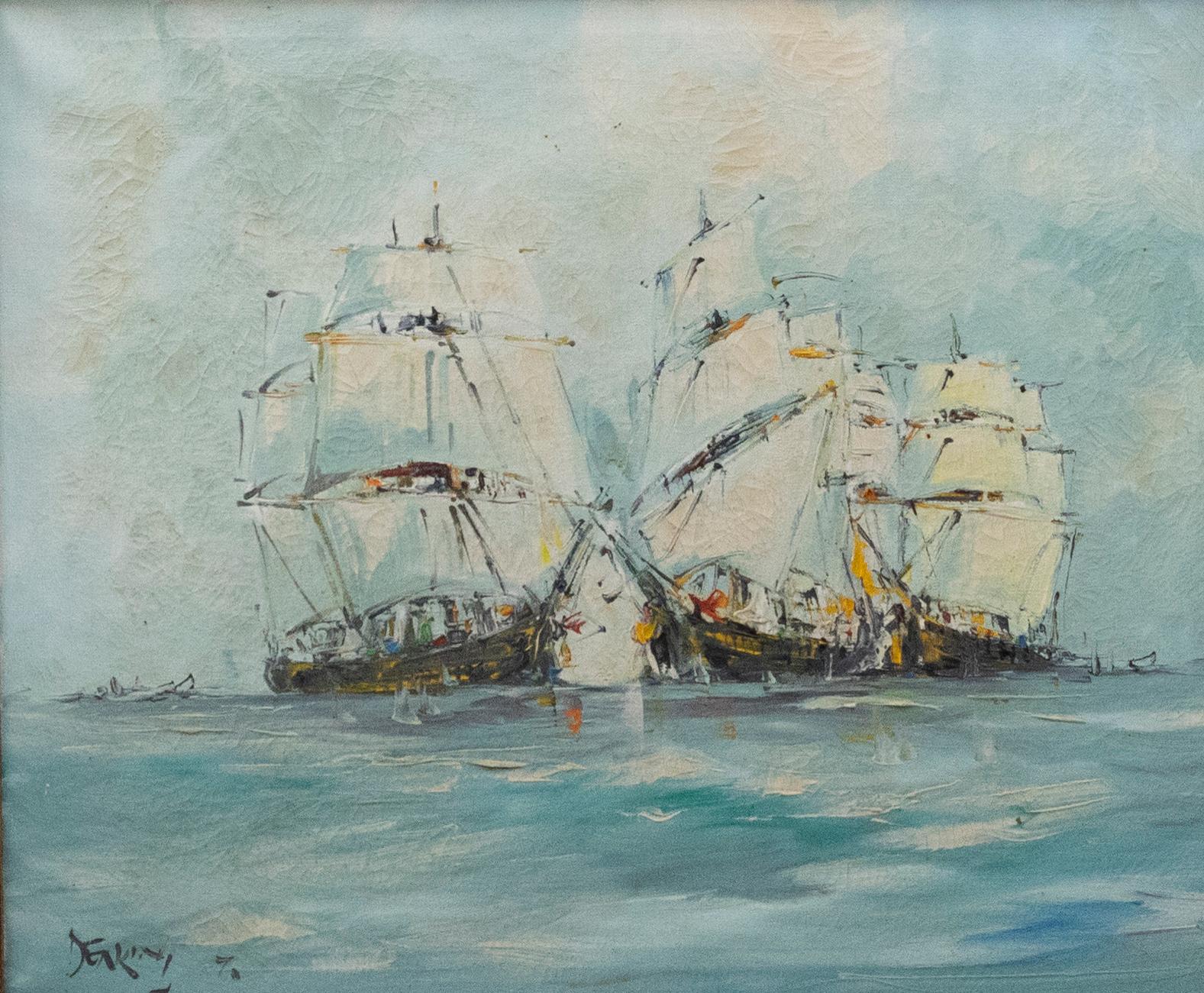George Richard Deakins (1911-1982) - Gerahmtes Ölgemälde des 20. Jahrhunderts, Eine königliche Fleet – Painting von Unknown