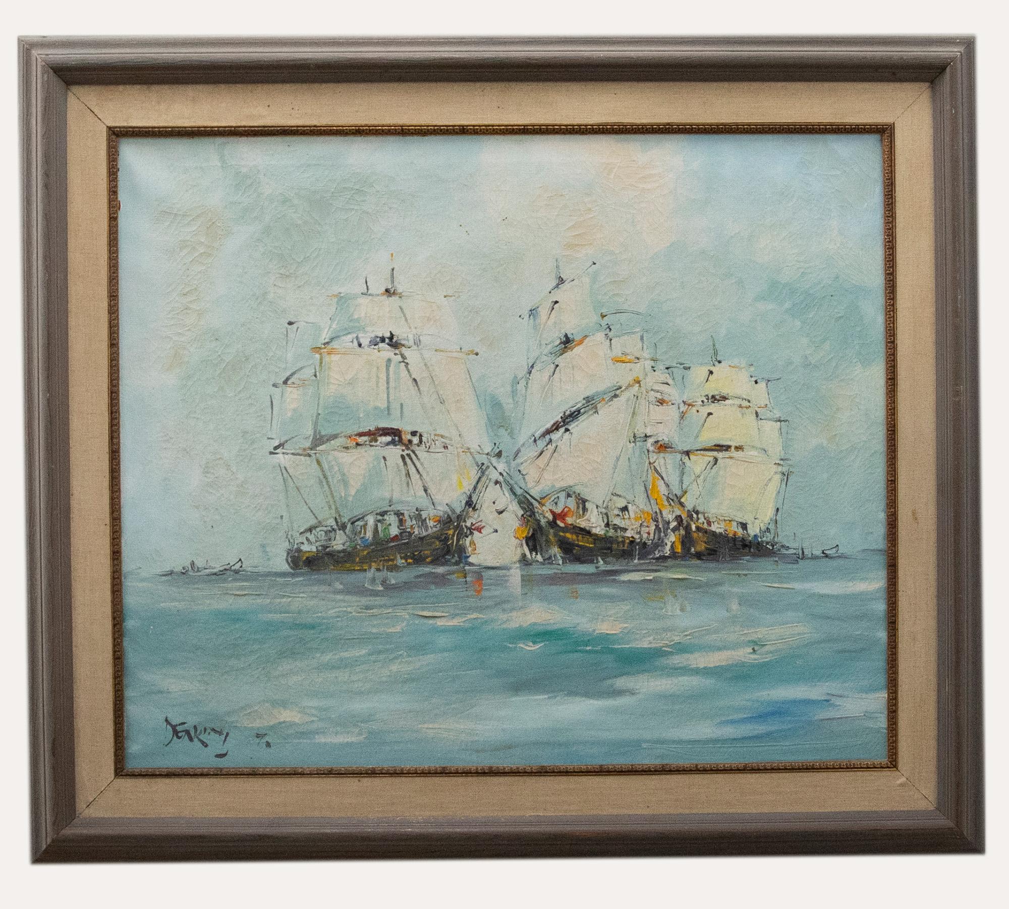 Unknown Figurative Painting - George Richard Deakins (1911-1982) - Framed 20th Century Oil, A Royal Fleet