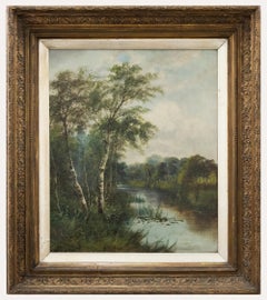 Antique George Sinclair - 19th Century Oil, Silver Birches by the River