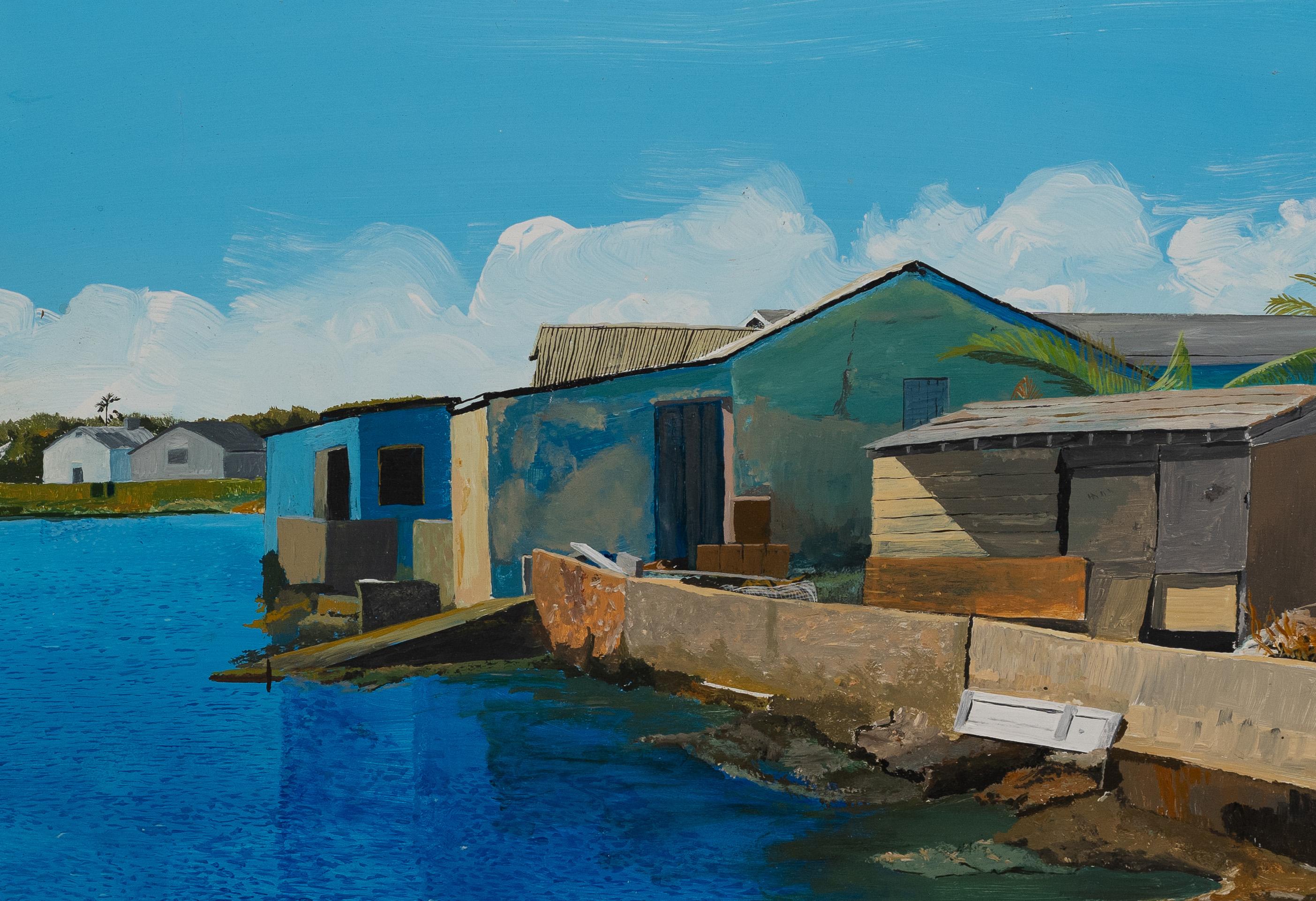 Townes Great Exuma Signed Vintage Bahamas Modernist Seascape Oil Painting 2