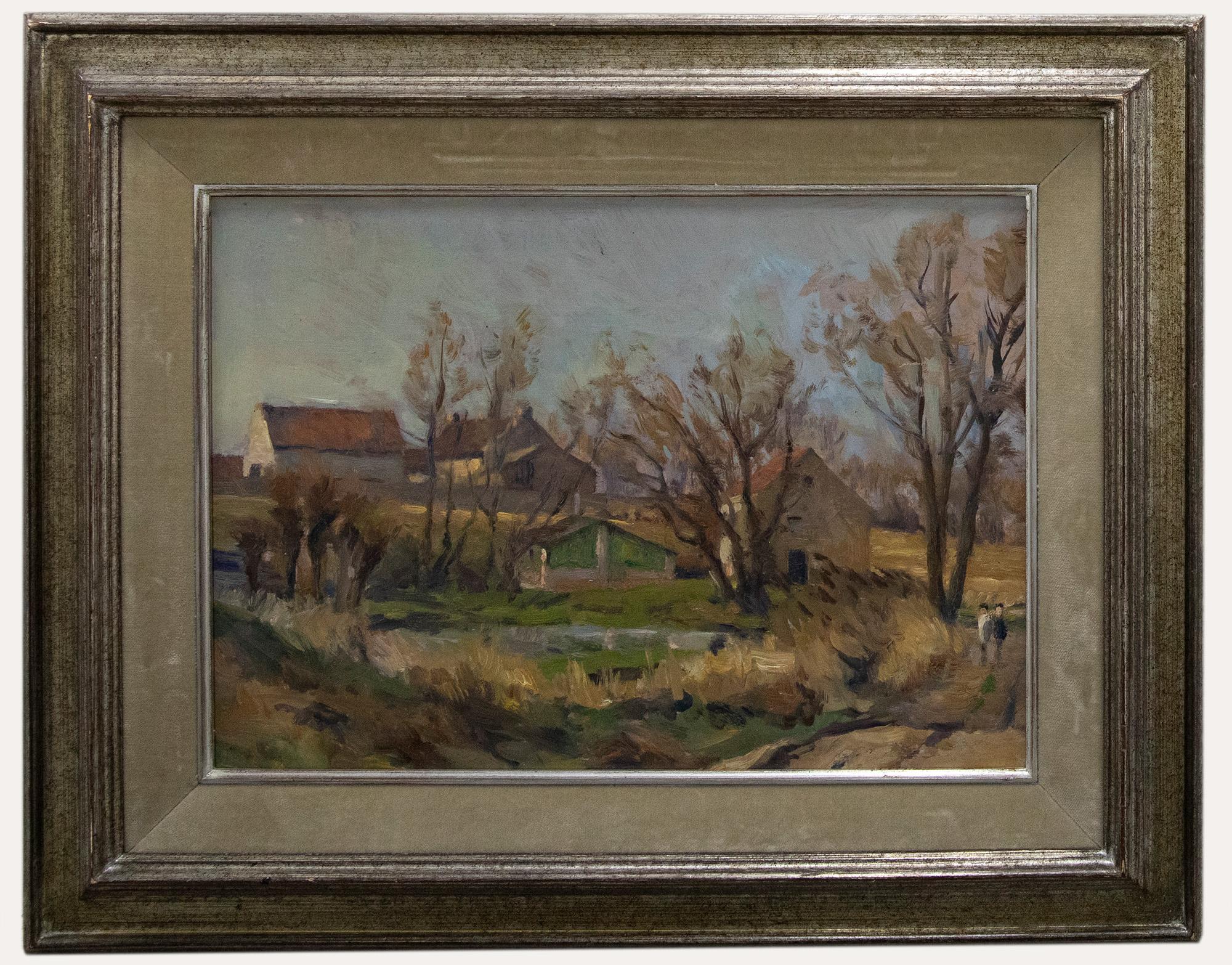 Unknown Landscape Painting - George Van Bol (1904-1984) - Mid 20th Century Oil, The Farm in Autumn