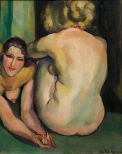 Georges Creten (1887-1966) - Framed Early 20th Century Oil, Duo féminin