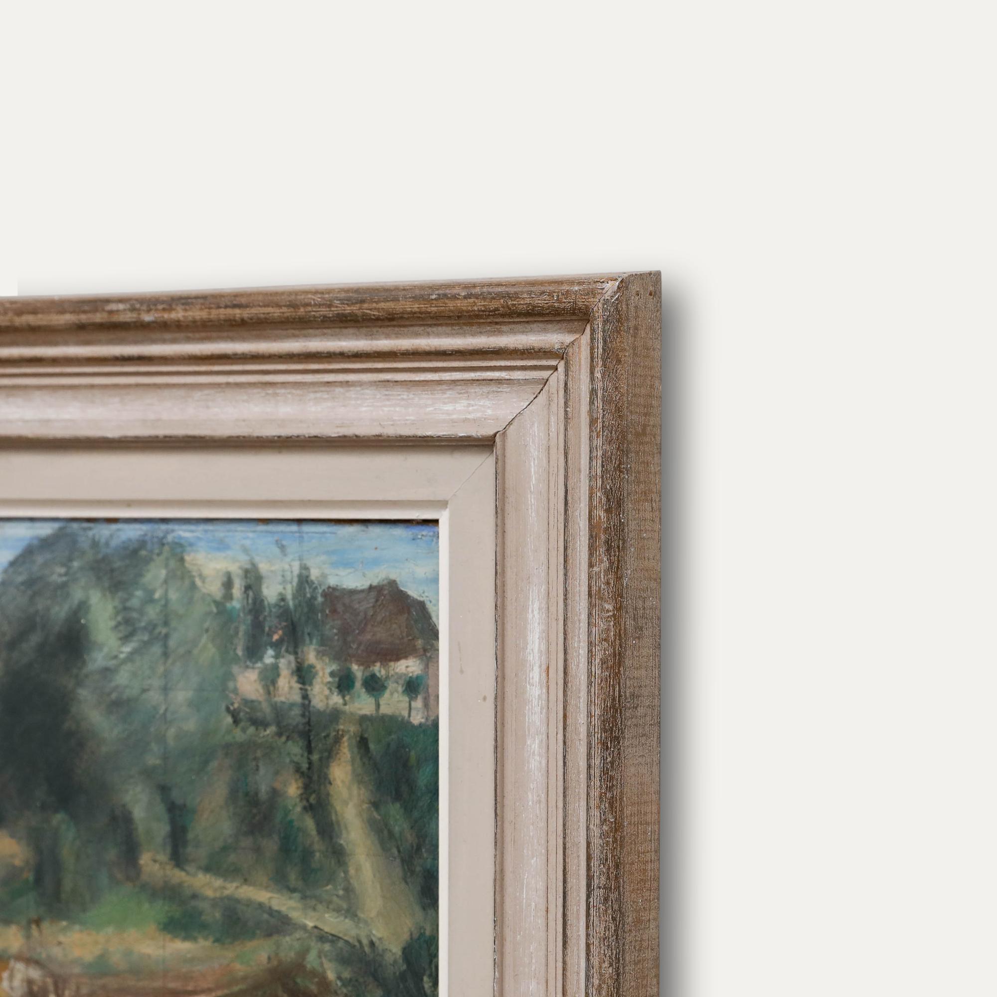 Georges Eugene Delhomme (1904-1989) - 1928 Öl, Figuren in einer Landschaft im Angebot 1