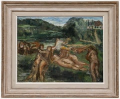 Georges Eugene Delhomme (1904-1989) - 1928 Öl, Figuren in einer Landschaft