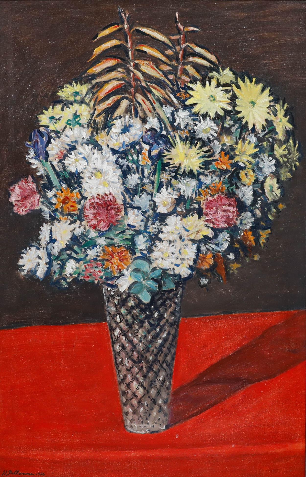 Georges Eugene Delhomme (1904-1989) - 1976 Öl, Gänseblümchenstrauß – Painting von Unknown