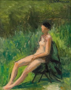 Georges Eugene Delhomme (1904-1989) - 1976 Oil, Nude in Nature