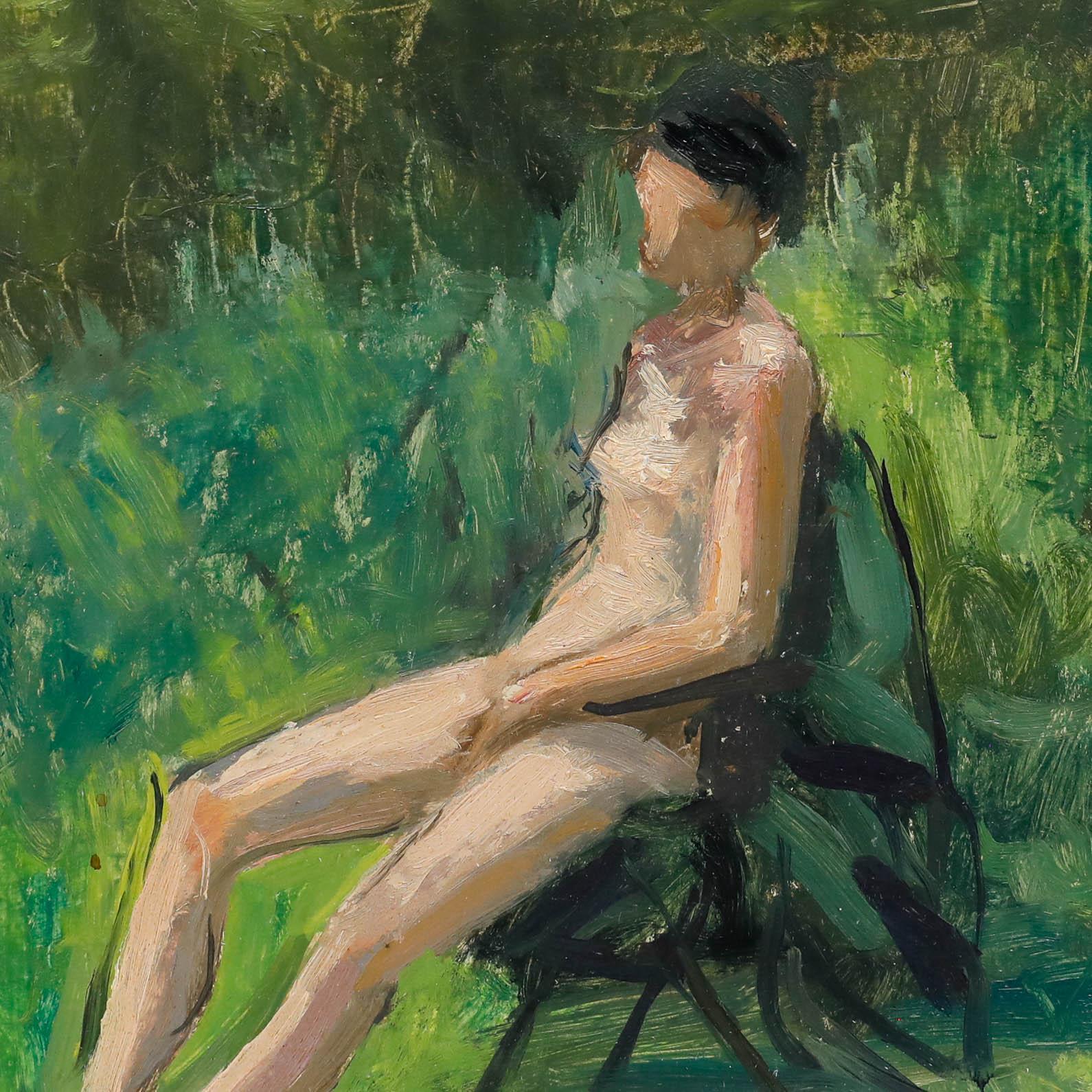 Une charmante étude de vie moderniste de l'artiste Georges Eugène Delhomme (1904-1989). Signé et daté en haut à droite. Inscrit au verso. Sur la carte.