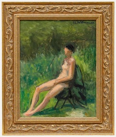 Georges Eugene Delhomme (1904-1989) - 1976 Huile, Nu dans la Nature