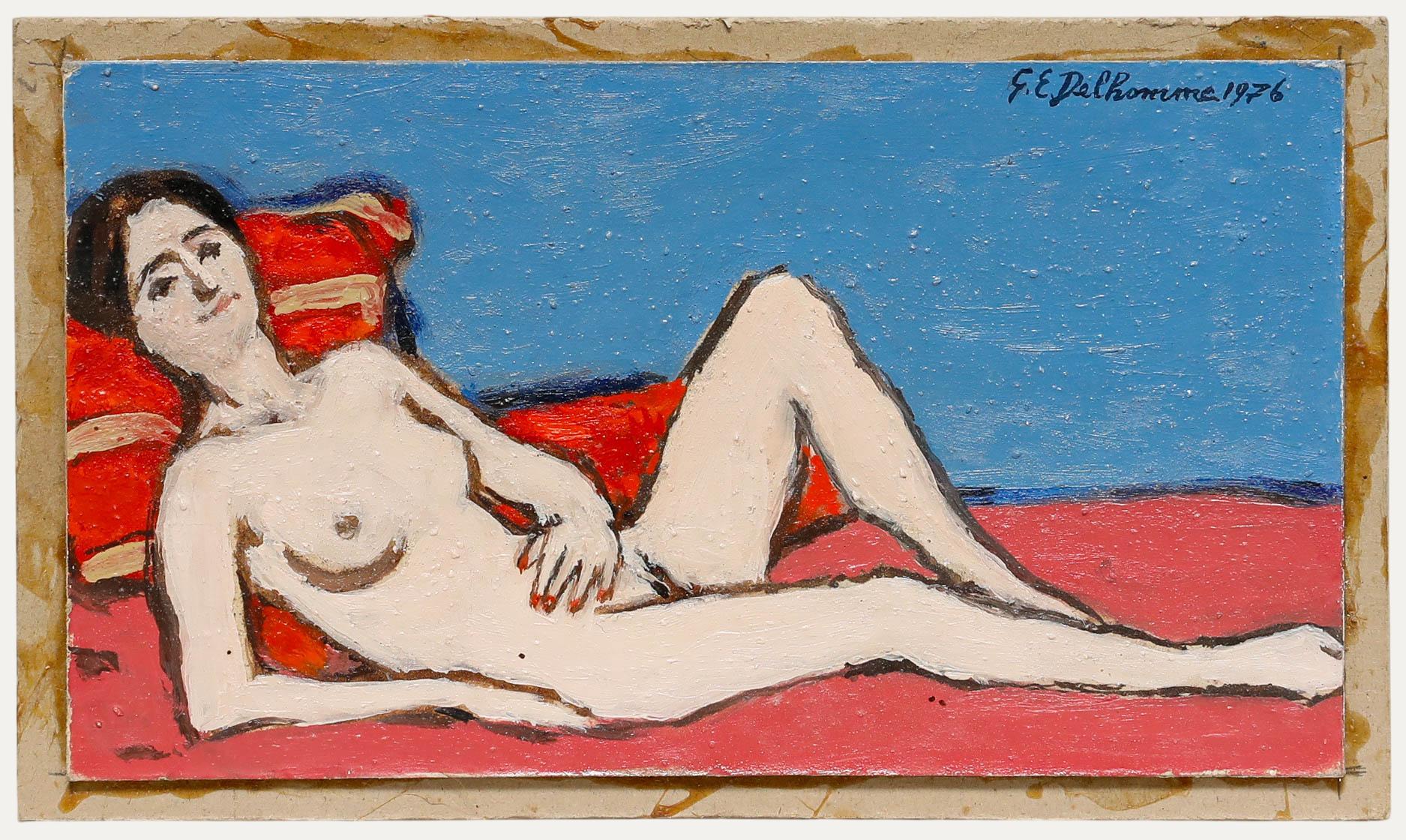 Unknown Nude Painting - Georges Eugene Delhomme (1904-1989) - 1976 Oil, Reclining Nude