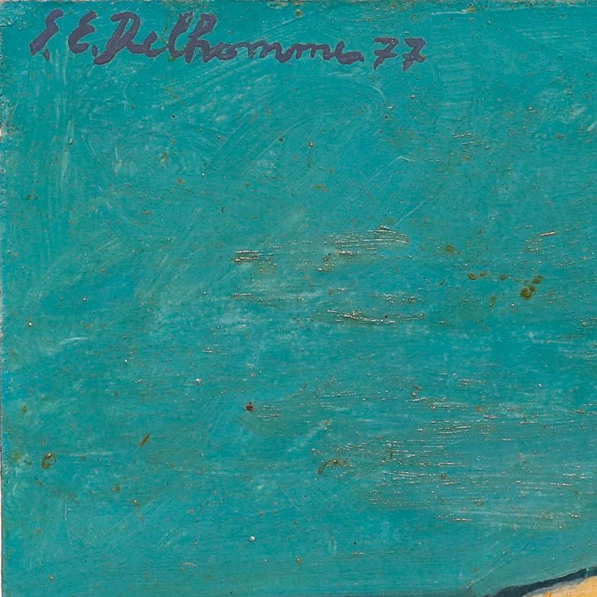 A delightful modernist life study by the artist Georges Eugene Delhomme (1904-1989). Signed and dated to the upper left. Inscribed verso. On card.