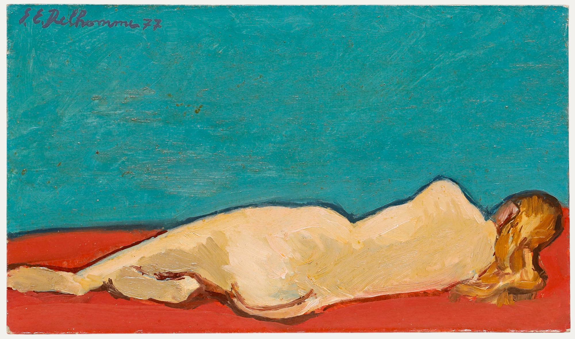 Unknown Nude Painting - Georges Eugene Delhomme (1904-1989) - 1977 Oil, A Quiet Moment