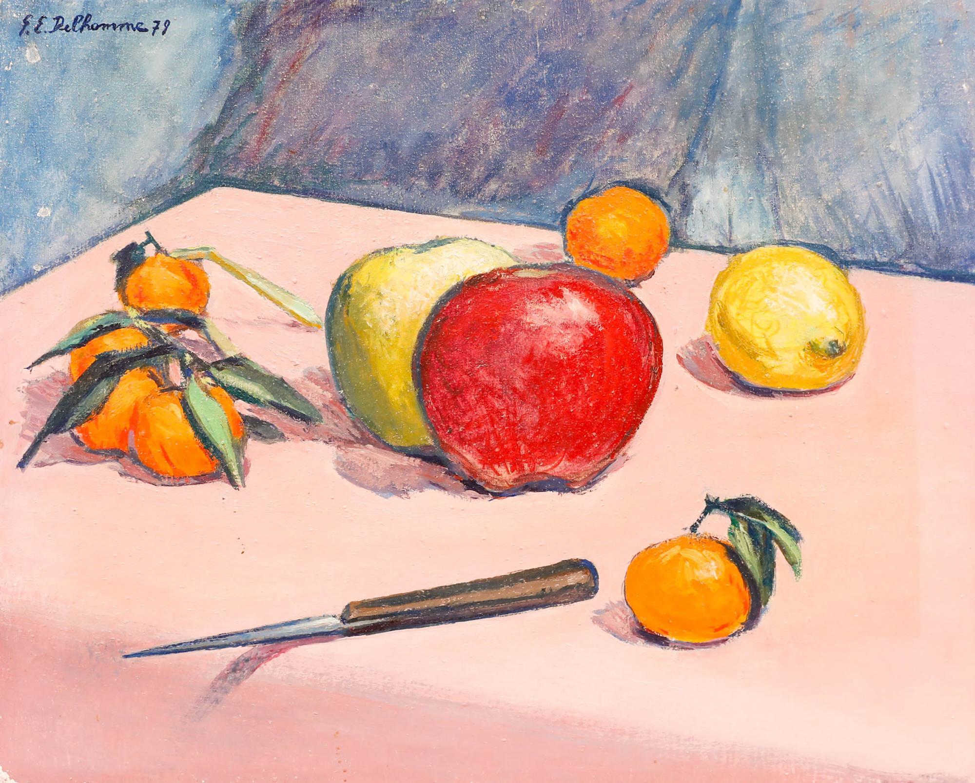 Georges Eugène Delhomme (1904-1989) - 1979 Huile, La table de fruits - Painting de Unknown