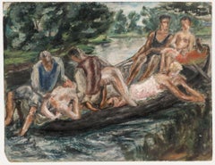 Georges Eugene Delhomme (1904-1989) - 20th Century Oil, A Day in The Boat