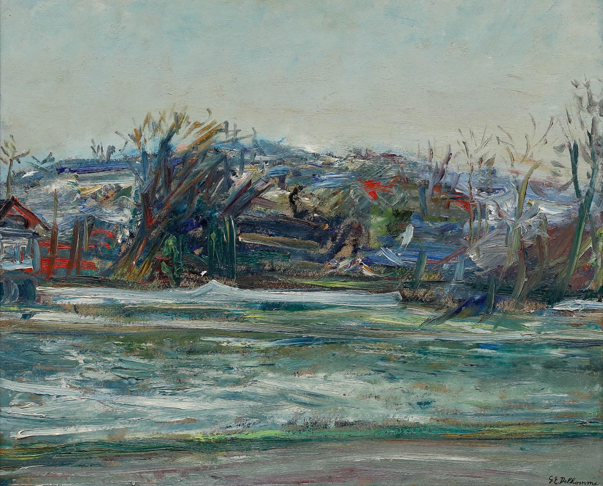 Georges Eugene Delhomme (1904-1989) - 20. Jahrhundert Öl, Joinville-le-Pont – Painting von Unknown