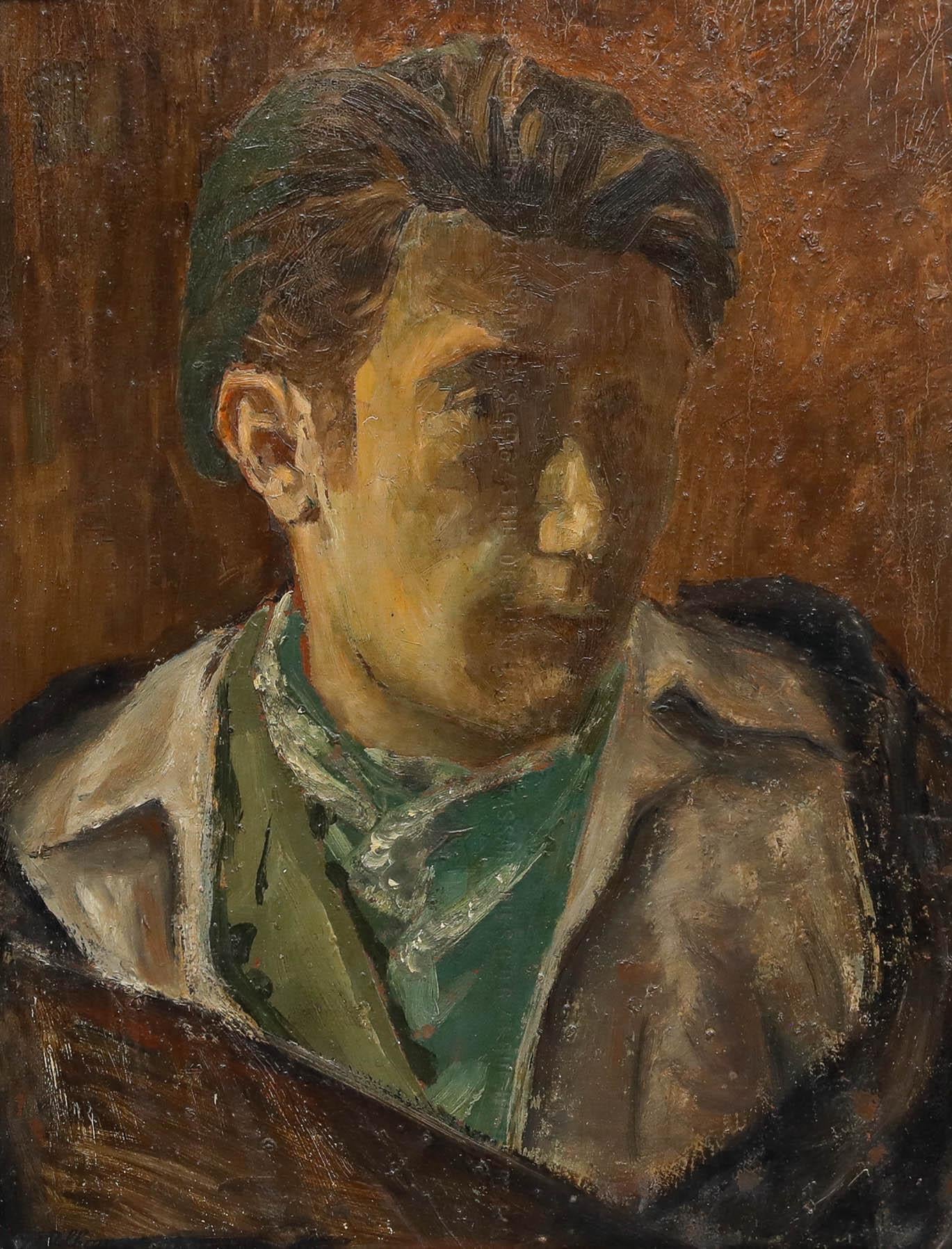 Georges Eugene Delhomme (1904-1989) - 20e siècle Huile, Self-Portrait - Painting de Unknown