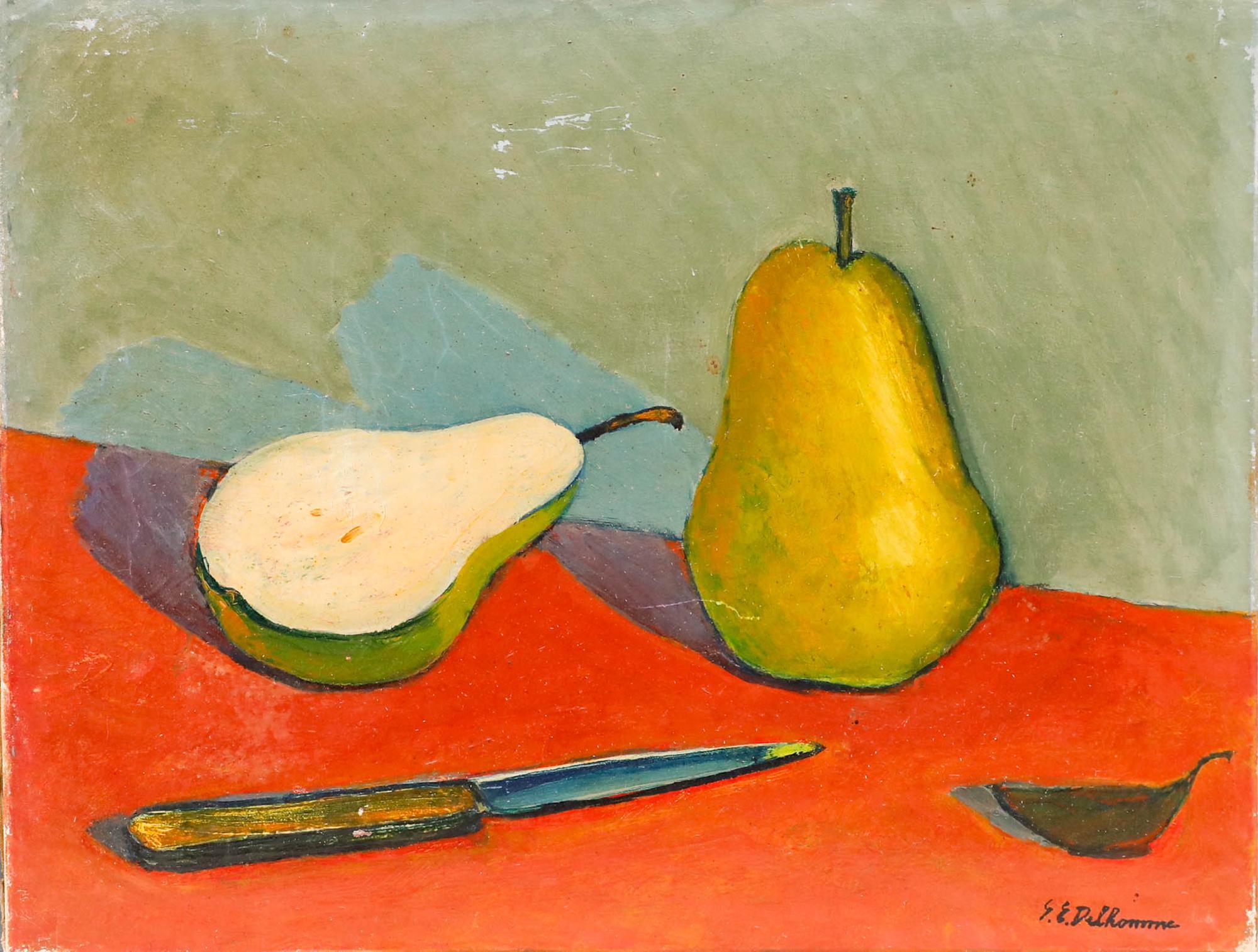 Georges Eugene Delhomme (1904-1989) - Olio del XX secolo, Pera a fette - Painting di Unknown