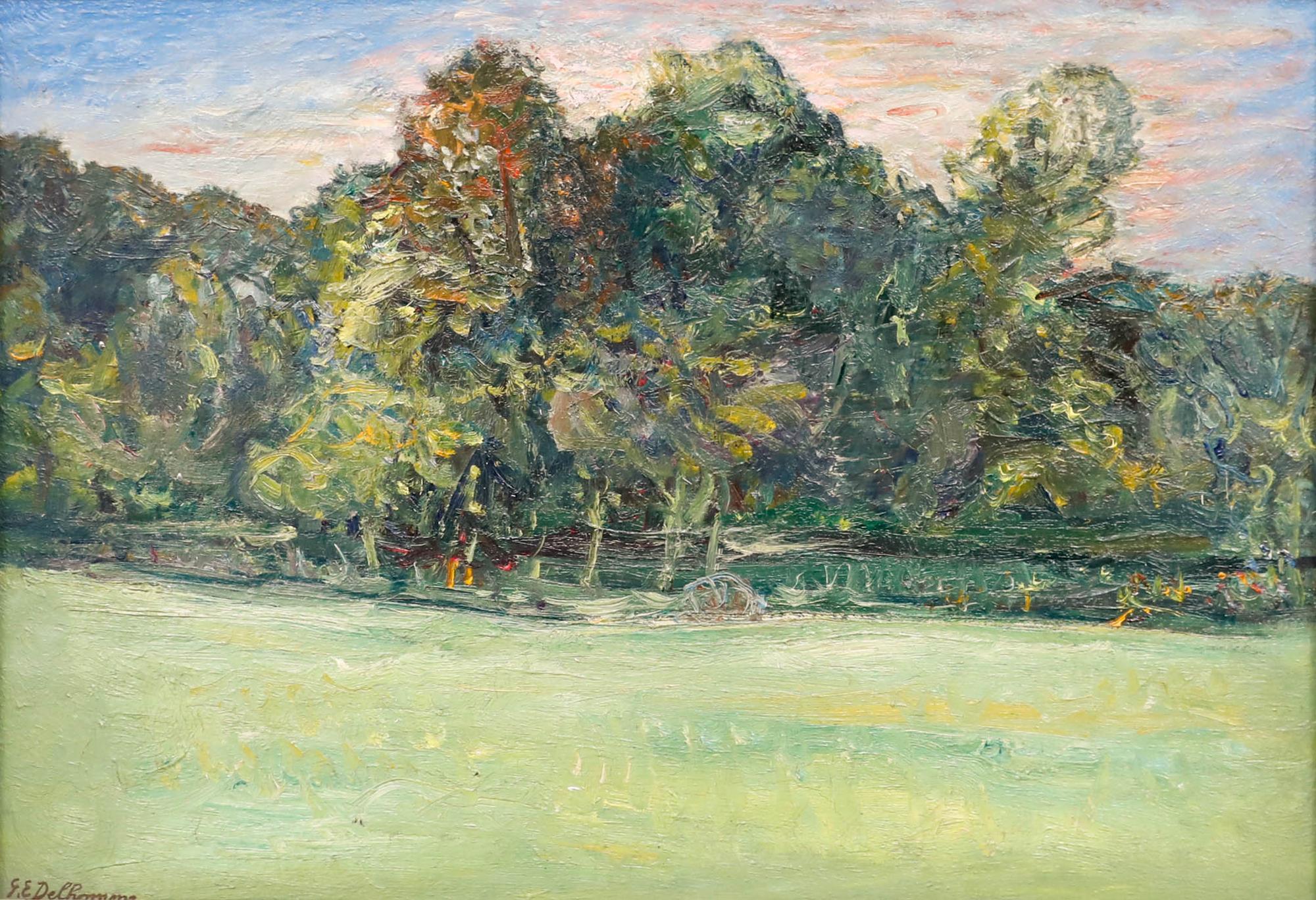 Georges Eugene Delhomme (1904-1989) - Olio del XX secolo, Tramonto a Bry-sur-Marne - Painting di Unknown