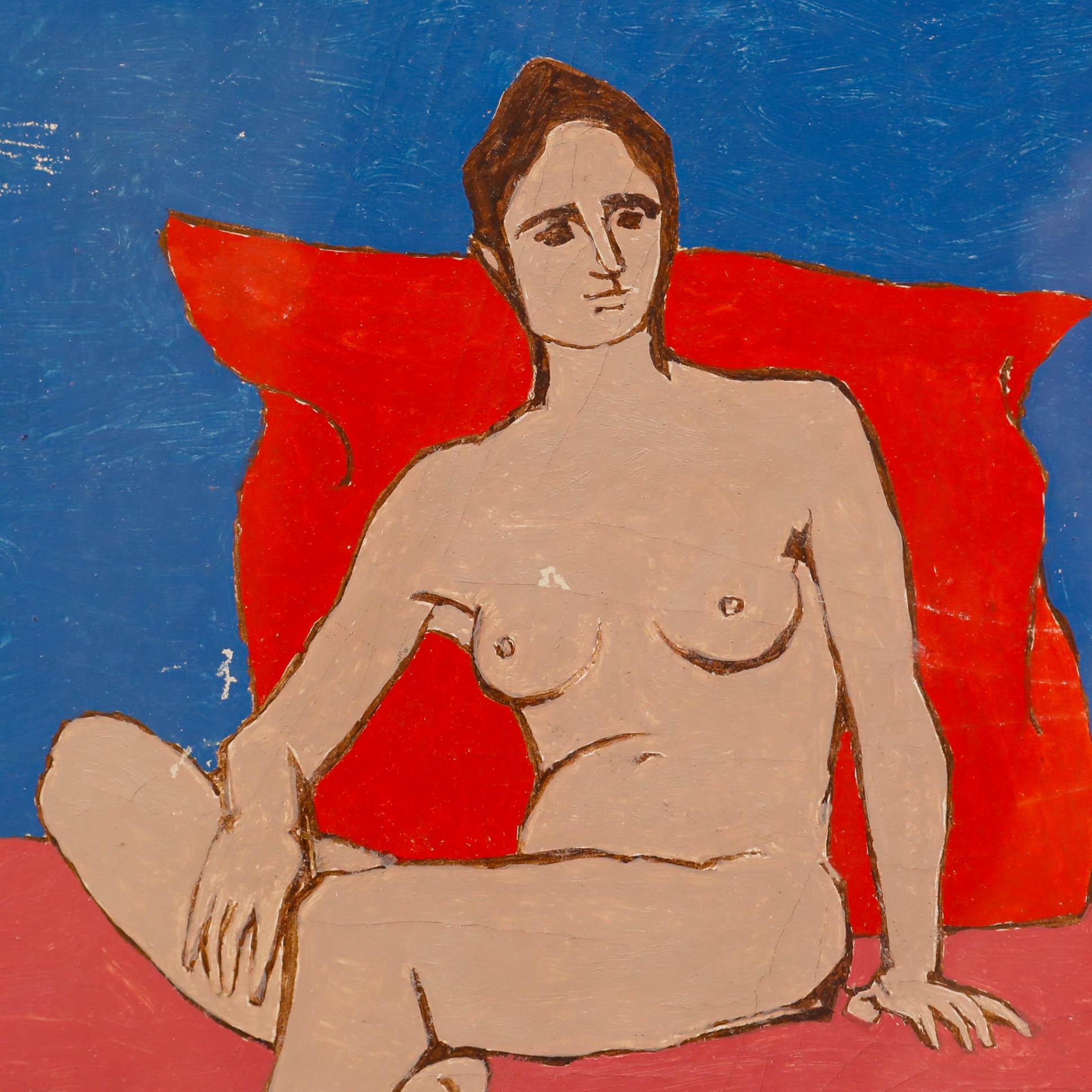 Eine reizvolle modernistische Lebensstudie des Künstlers Georges Eugene Delhomme (1904-1989). Signiert und datiert unten rechts. Elegant präsentiert in einem Holzrahmen. Verso beschriftet. Auf der Karte.