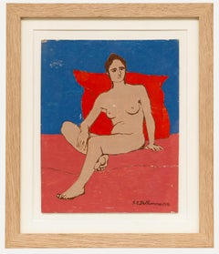 Georges Eugene Delhomme (1904-1989) - 20. Jahrhundert Öl, Das rote Kissen
