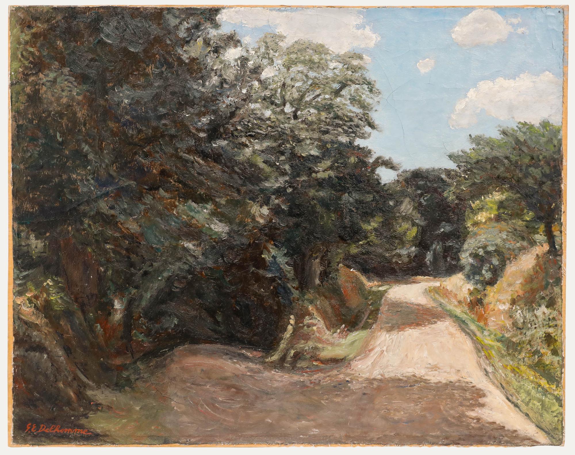Georges Eugene Delhomme (1904-1989) - 20. Jahrhundert Öl, Der versunkene Pfad, Ablon