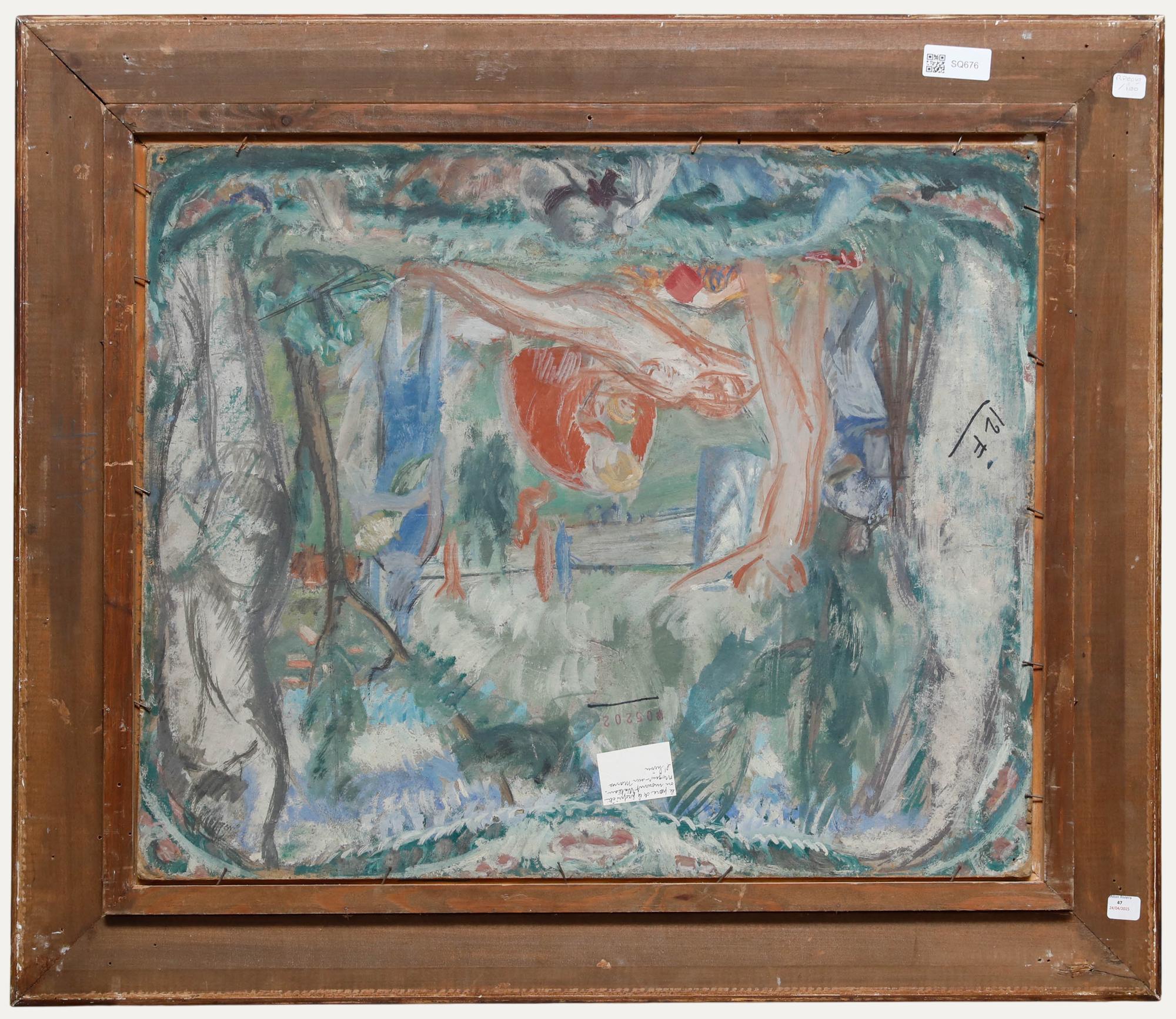 Georges Eugene Delhomme (1904-1989) - Milieu du XXe siècle Huile, Nogent-sur-Marne - Marron Landscape Painting par Unknown