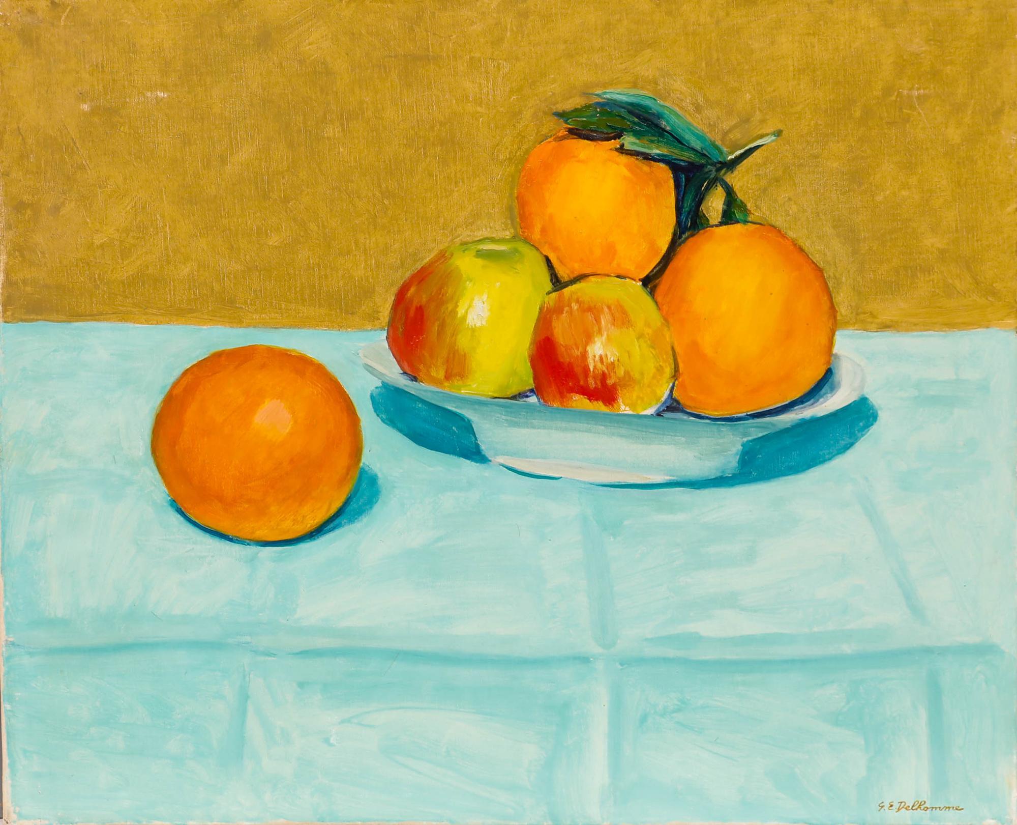 Georges Eugene Delhomme (1904-1989) - Huile du milieu du 20e siècle, Oranges et pommes - Painting de Unknown