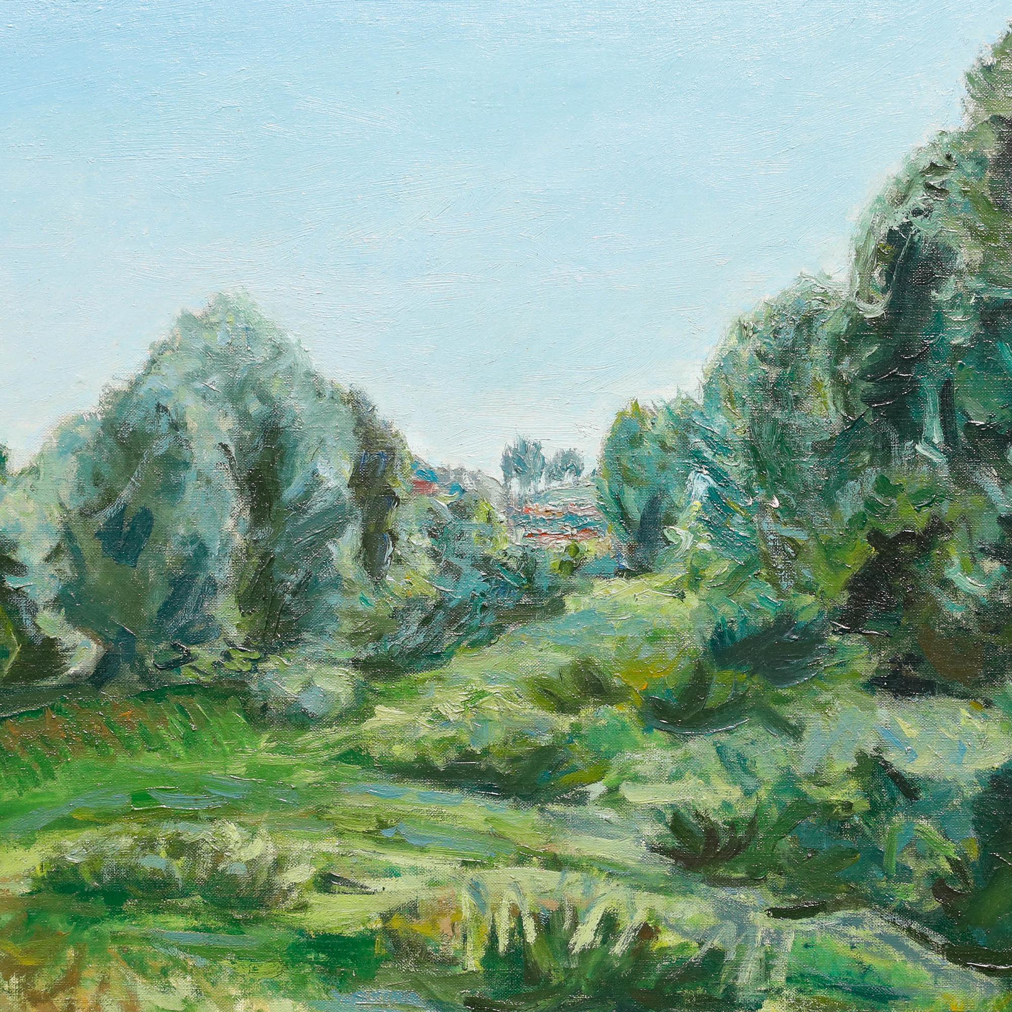 Georges Eugene Delhomme (1904-1989) - Mitte 20. Jahrhundert Öl, Fluss Marne im Angebot 1
