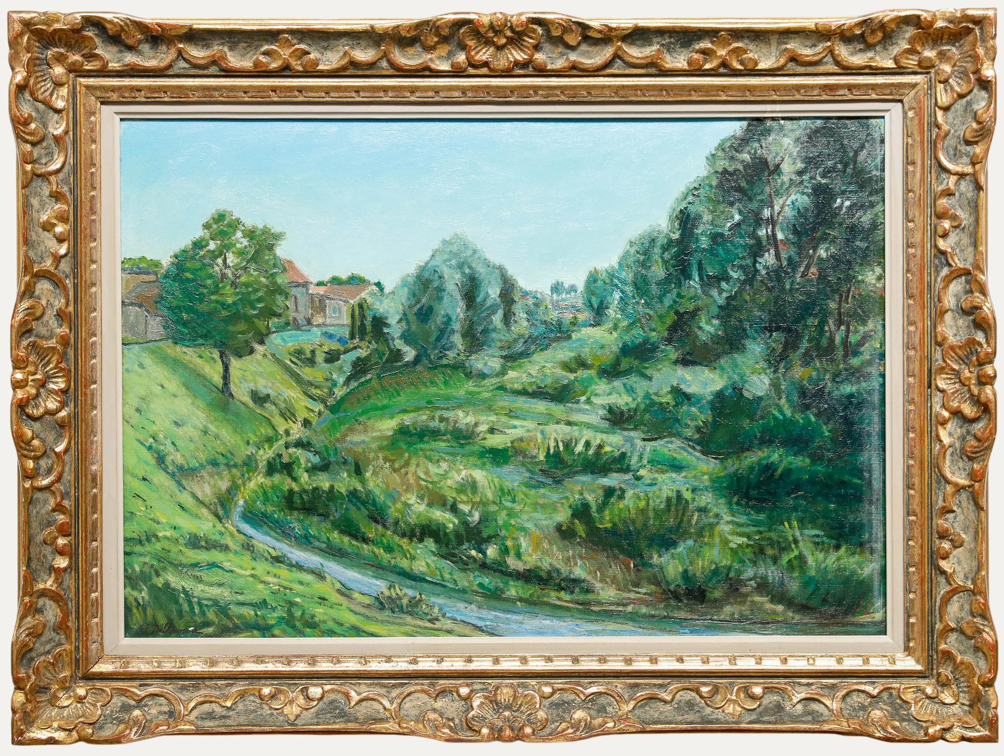 Georges Eugene Delhomme (1904-1989) - Milieu du 20e siècle Huile, Rivière Marne