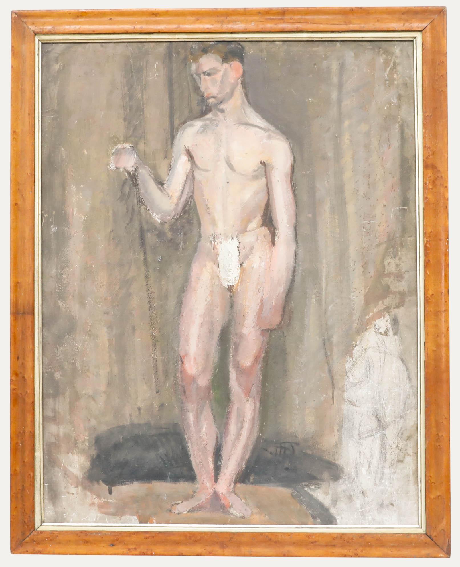 Nude Painting Unknown - Georges Eugene Delhomme (1904-1989) - Milieu du 20e siècle Huile, Modèle russe